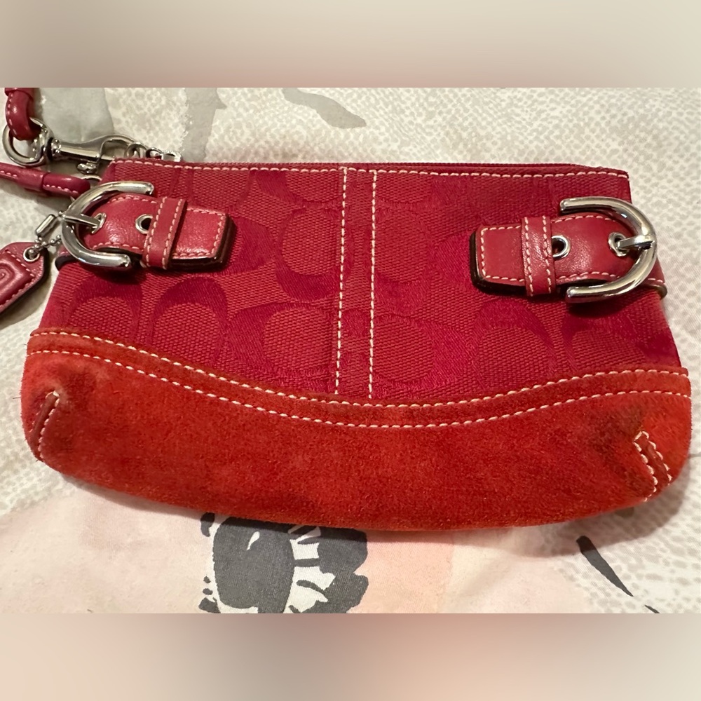 Vintage Coach SoHo Monogram and Suede Wristlet